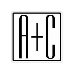 Zwart-wit   Initialen voor paren Rubberstempel