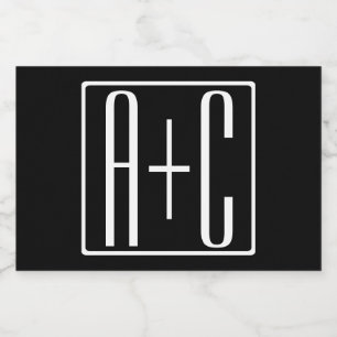 Zwart-wit   Initialen voor paren Voedselcontainer Etiket