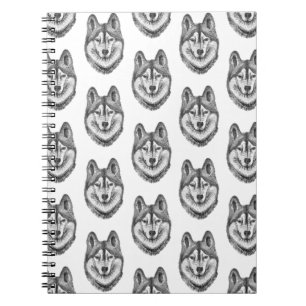 Zwart & Wit Inkt & Waterverf Siberische Husky Notitieboek