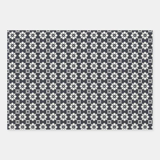 Zwart-wit inpakpapier Flat Sheet Set van 3 (Voorkant 2)