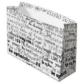 Zwart Wit Inspirerend Woorden Kerst Groot Cadeauzakje (Achterkant Gekanteld)