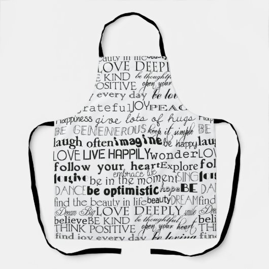 Zwart Wit Inspirerend Woorden Schort (Voorkant)