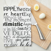 Zwart Wit Inspirerend Woorden Theedoek (Quarter Fold)