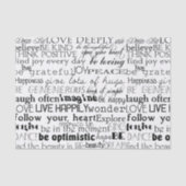 Zwart Wit Inspirerend Woorden Tissuepapier (Voorkant)