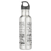 Zwart Wit Inspirerend Woorden Waterfles (Achterkant)