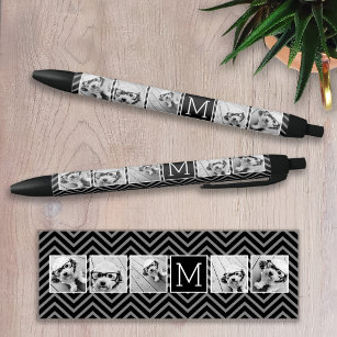 Zwart wit instagram 5 Photo Collage Monogram Zwarte Inkt Pen