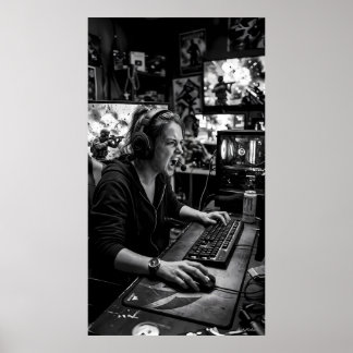 Zwart-wit instructieposter voor het battle station poster