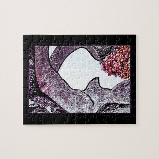 Zwart-wit Interraciaal koppel knuffelen kunstwerk Legpuzzel (Horizontaal)