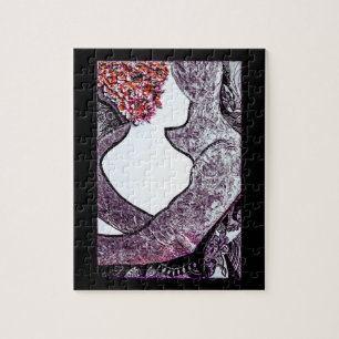 Zwart-wit Interraciaal koppel knuffelen kunstwerk Legpuzzel