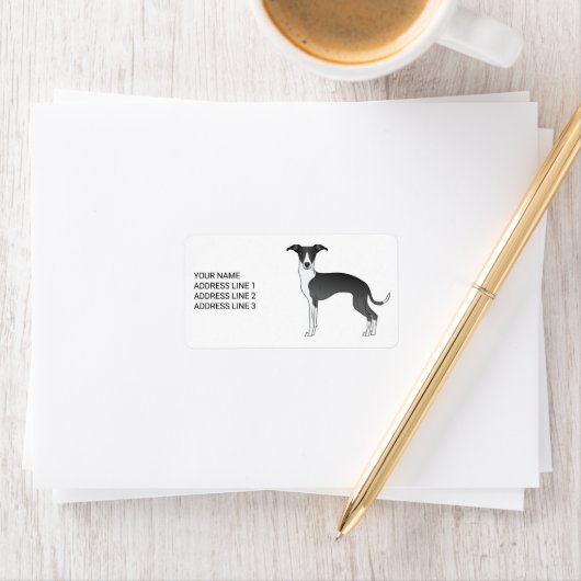 Zwart-wit Italiaans grijsgeluid met aangepaste tek Etiket (Insitu)