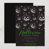Zwart Wit Jack-O' Lantaarn Halloween Diner Party Kaart (Voorkant / Achterkant)