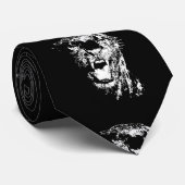 Zwart Wit Jaguar Pop Art Stropdas (Opgerold)