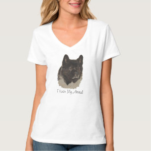 zwart-wit japanse akita hond met slogan t-shirt