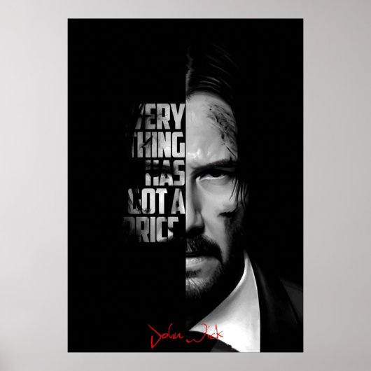 Zwart-wit John Wick-citaat Poster (Voorkant)