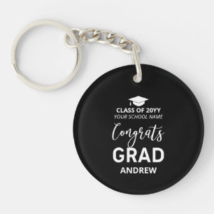 Zwart & Wit Jouw Naam Foto Afstudeercadeau Sleutelhanger