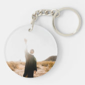 Zwart & Wit Jouw naam Foto Afstuderen Gift Sleutelhanger (Achterkant)