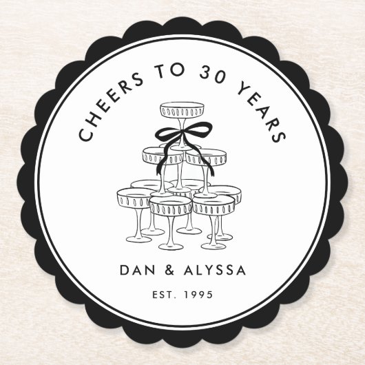 Zwart-wit  Jubileum Kartonnen Onderzetters (Voorkant)