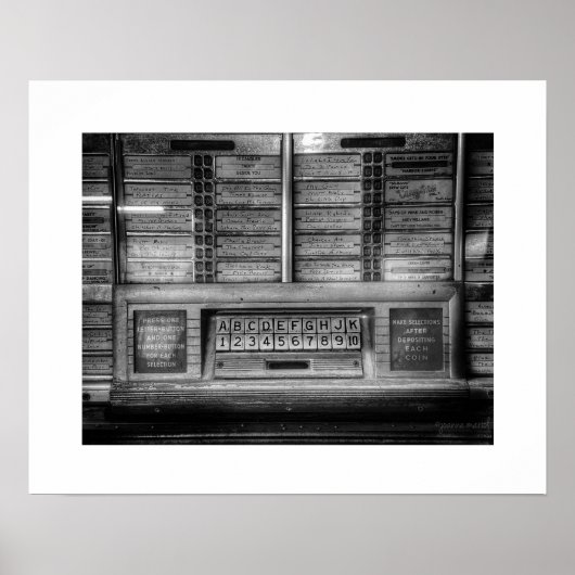 Zwart-wit Jukebox Poster Print (Voorkant)