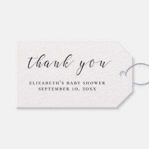 Zwart-wit kalligrafie baby shower dank u cadeaulabel