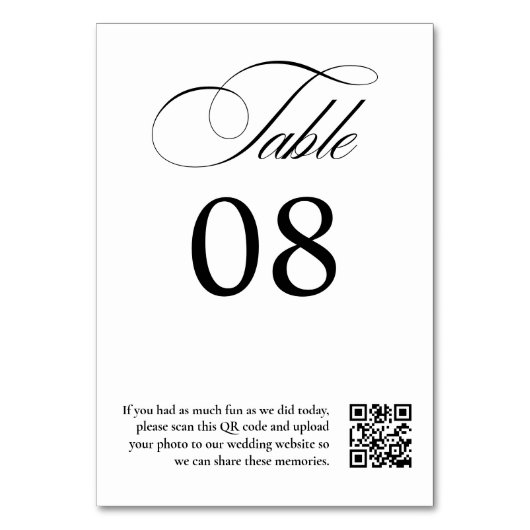 Zwart wit kalligrafie bruiloft QR code Kaart (Achterkant)