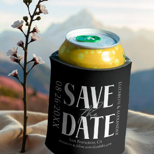 Zwart & Wit Kalligrafie Bruiloft Save the Date Blikjeskoeler