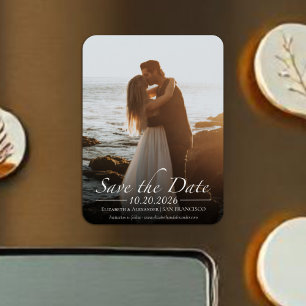 Zwart-wit kalligrafie foto Save the Date Magneet