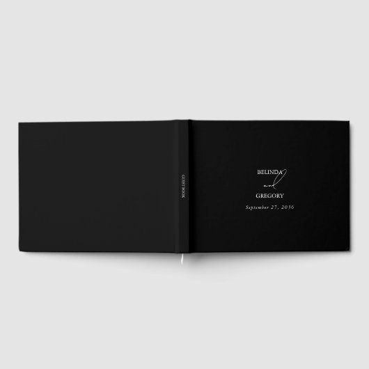 Zwart & Wit Kalligrafie Handtekening Script Bruilo Gastenboek (Volledig)