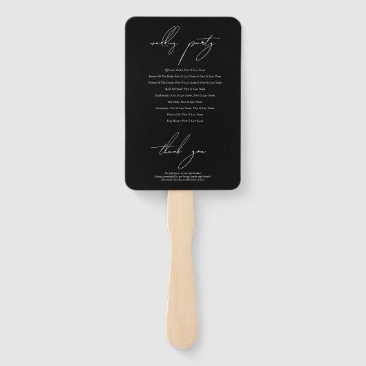 Zwart & Wit Kalligrafie Handtekening Script Bruilo Handwaaier (Achterkant)