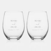 Zwart & Wit Kalligrafie Handtekening Script Bruilo Wijnglas Zonder Voet (Achterkant)