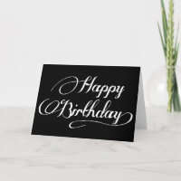 Zwart-wit kalligrafie Happy Birthday Kaart