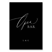 Zwart Wit Kalligrafie Huwelijk OPEN Bar Teken Kaart (Voorkant)