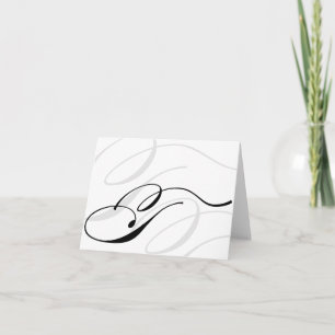 Zwart-wit kalligrafie Initiaal T Monogram Kaarten Notitiekaartje