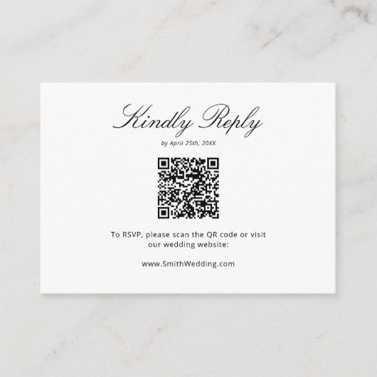 Zwart-wit kalligrafie moderne QR-code Informatiekaartje (Voorkant)