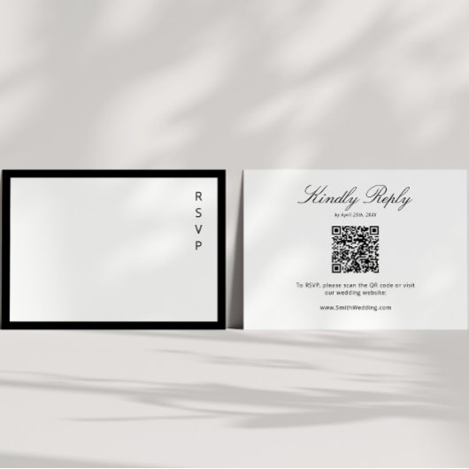Zwart-wit kalligrafie moderne QR-code Informatiekaartje
