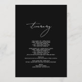 Zwart & Wit Kalligrafie Script Huwelijksreis Programma (Achterkant)