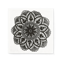 Zwart-wit  kant Doily Napkin