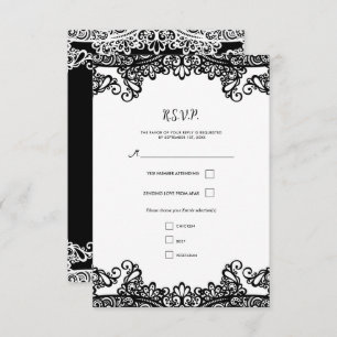 Zwart & Wit Kant Elegante Huwelijk RSVP