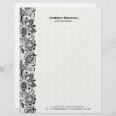 Zwart & Wit Kant en Damasks Briefhoofd Sjabloon (Voorkant / Achterkant)