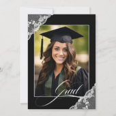 Zwart Wit Kant Foto Afstuderen Aankondiging (Voorkant)