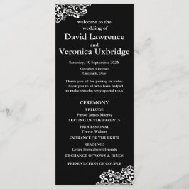 Zwart-wit kant huwelijksprogramma programma