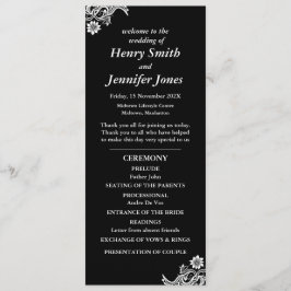 Zwart-wit kant huwelijksprogramma programma