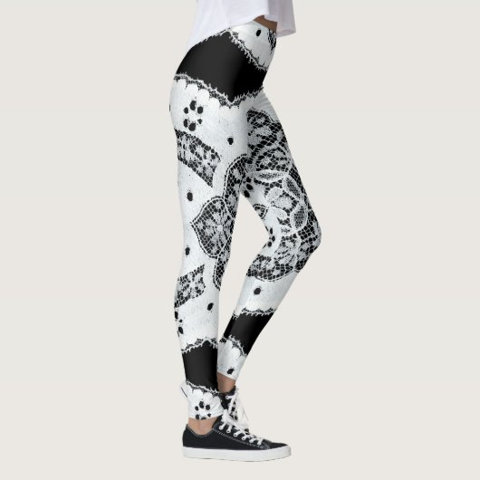 Zwart & Wit  Kant Leggings (Rechts)