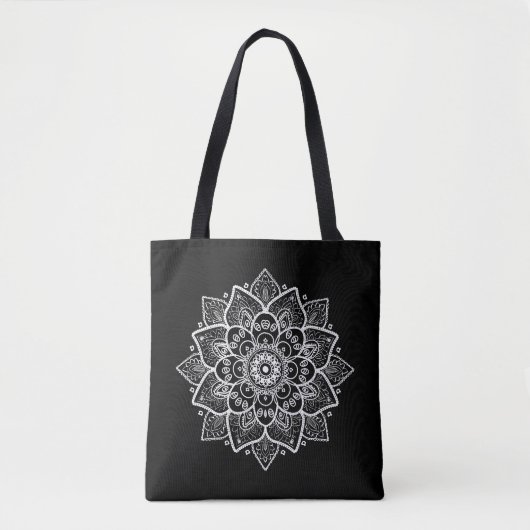 Zwart & Wit Kant Mandala Circle Design Draagtas (Voorkant)