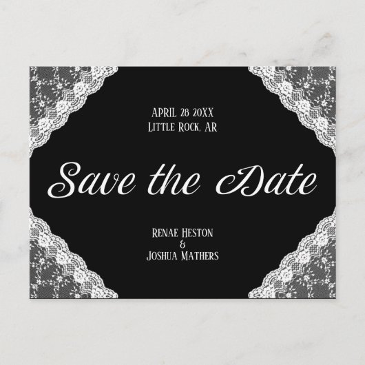 Zwart & Wit Kant Sla de datum op Briefkaart (Voorkant)