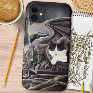 Zwart Wit Kasteel Gargoyle iPhone 11 Hoesje