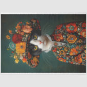 Zwart-wit Kat  Bloemen Decoupage Tissuepapier (Voorkant)