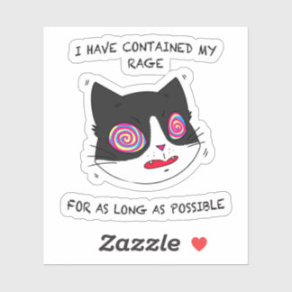 Zwart-wit kat gaat gek Tekst Sticker