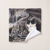 Zwart Wit Kat Gargoyle Bad Handdoek (Wasdoekje)
