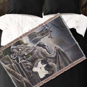 Zwart Wit Kat Gargoyle Deken