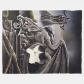 Zwart Wit Kat Gargoyle Fleece Deken (Voorkant (Horizontaal))